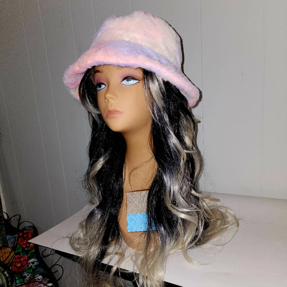 New Dolls Kill Fuzzy Soft , Faux Fur Tye Dye Bucket Hat - Picture 6 of 8